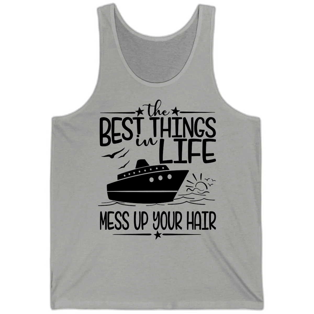 Best Things In Life Mess Up Your Hair Tank in Athletic Heather