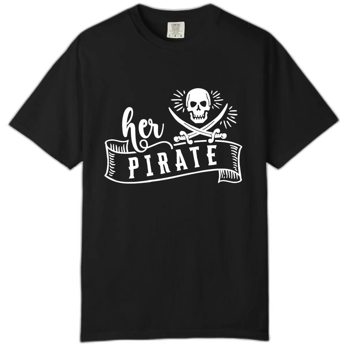 Ahoy Pirate Skull & Crossbones Comfort Color in Black