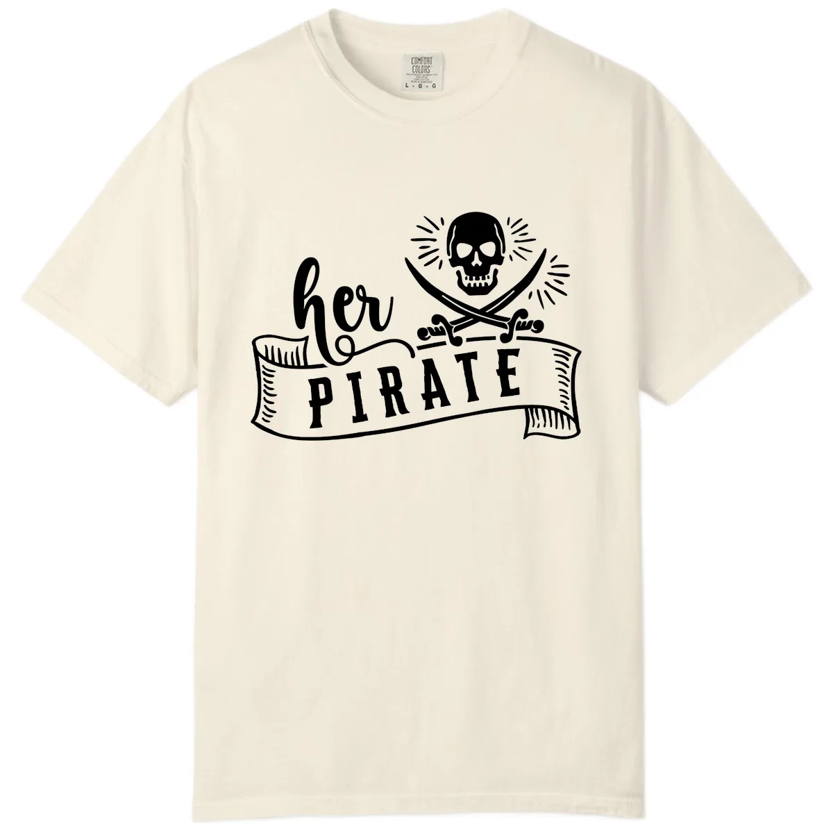 Ahoy Pirate Skull & Crossbones Comfort Color in Ivory