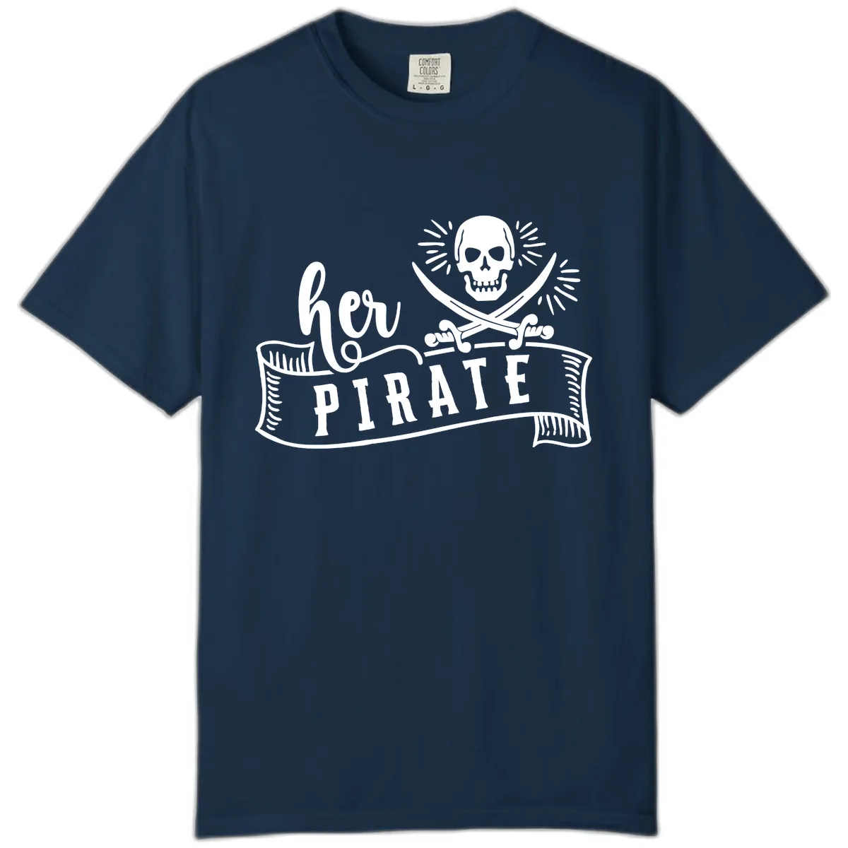 Ahoy Pirate Skull & Crossbones Comfort Color in True Navy