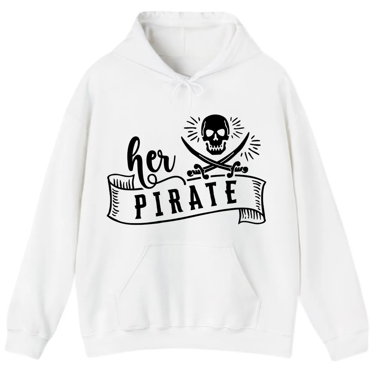 Ahoy Pirate Skull & Crossbones Hoodie in White