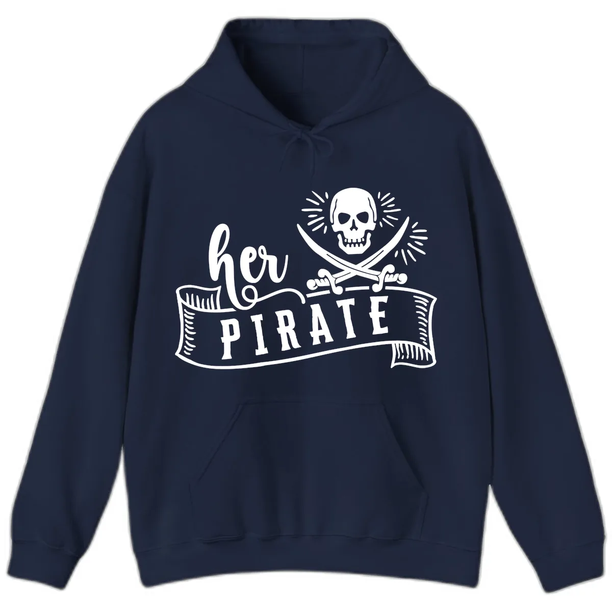 Ahoy Pirate Skull & Crossbones Hoodie in Navy