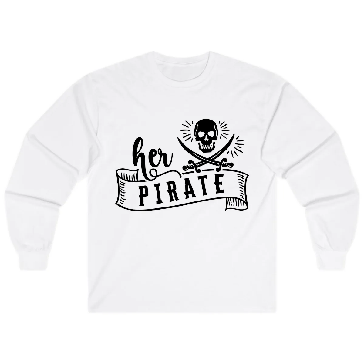 Ahoy Pirate Skull & Crossbones Long Sleeve in White