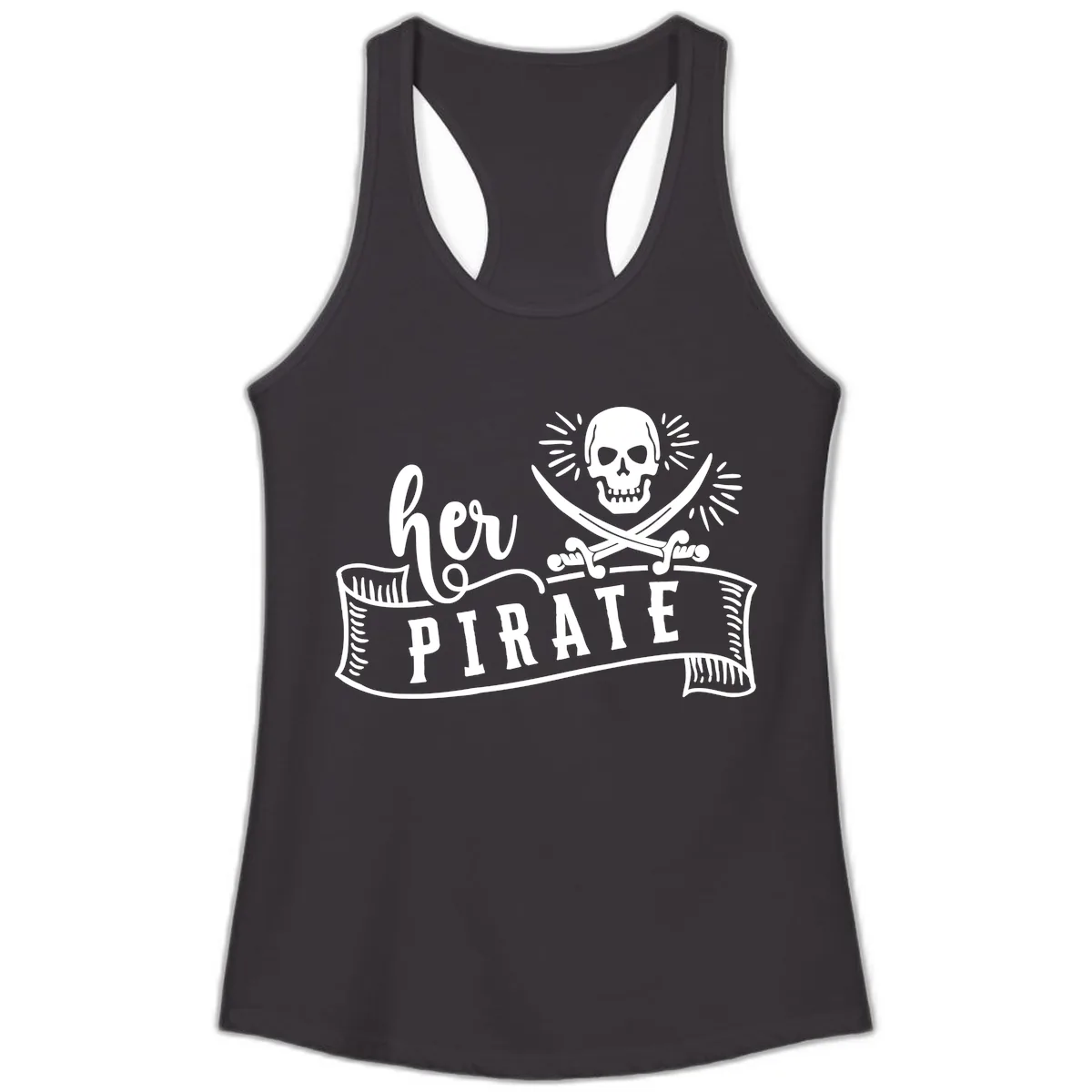 Ahoy Pirate Skull & Crossbones Ladies Tank in Black