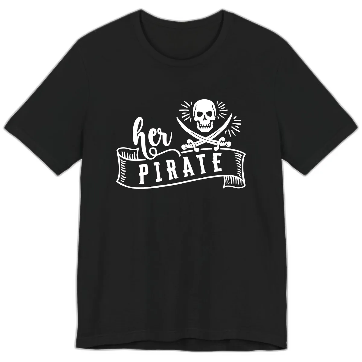 Ahoy Pirate Skull & Crossbones Premium T-Shirt in Black