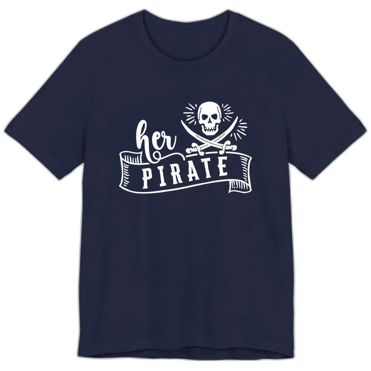 Ahoy Pirate Skull & Crossbones Premium T-Shirt in Navy