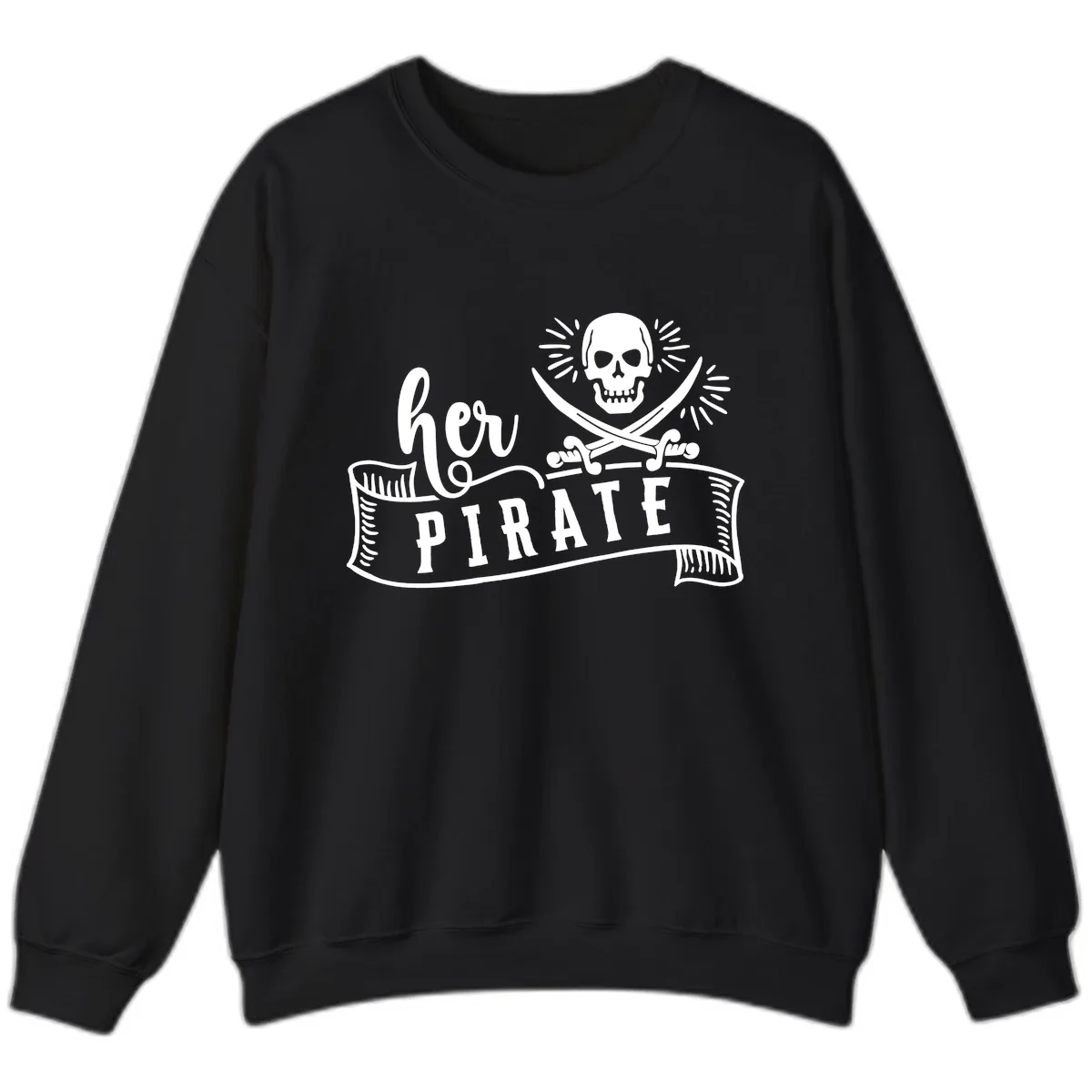 Ahoy Pirate Skull & Crossbones Sweatshirt in Black