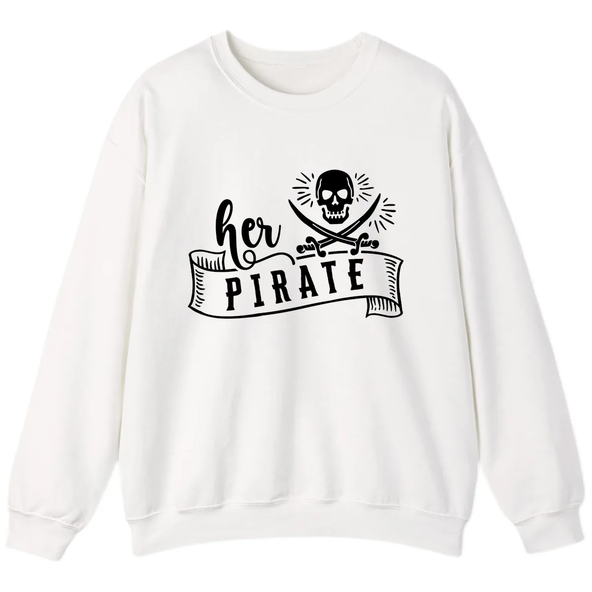 Ahoy Pirate Skull & Crossbones Sweatshirt in White