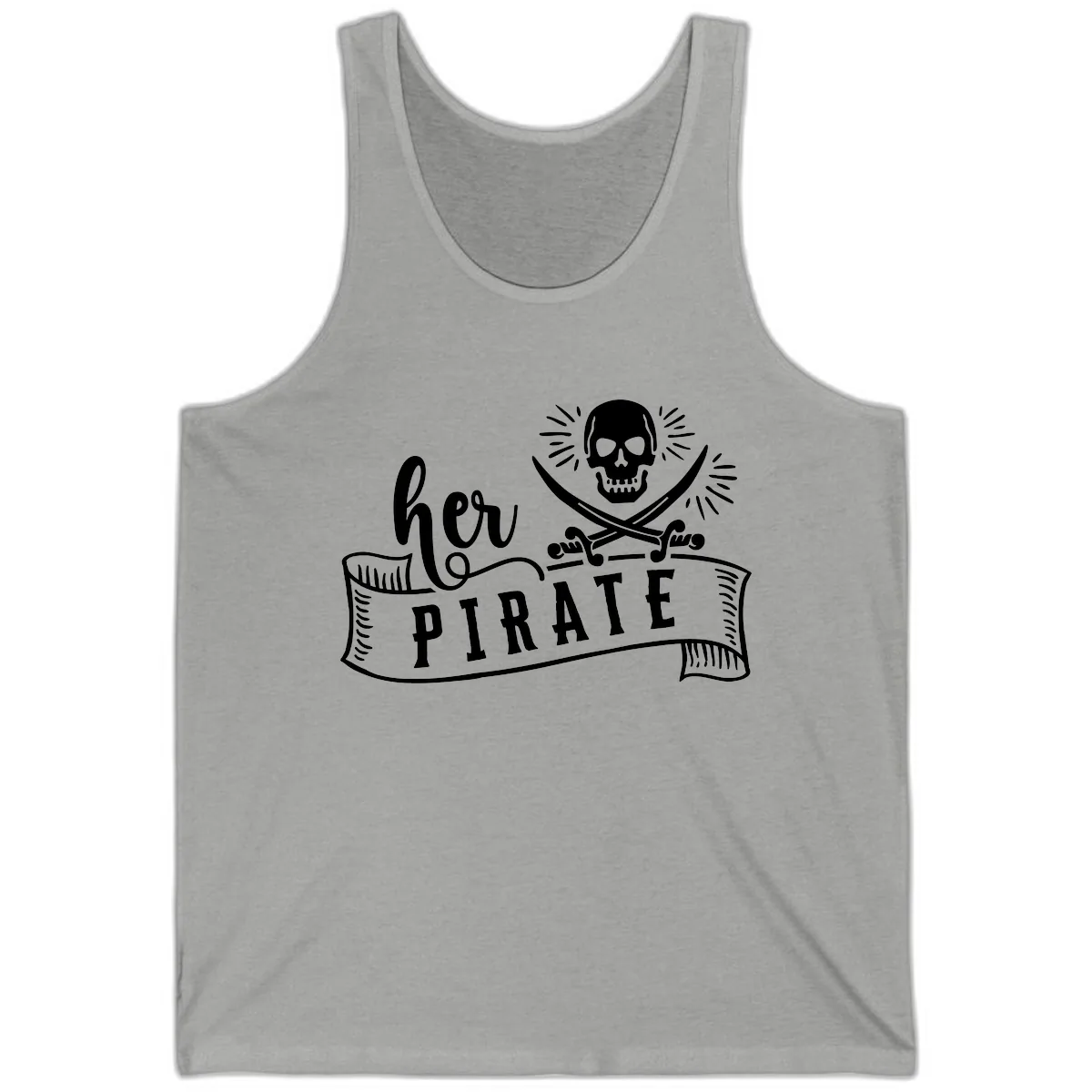 Ahoy Pirate Skull & Crossbones Tank in Athletic Heather