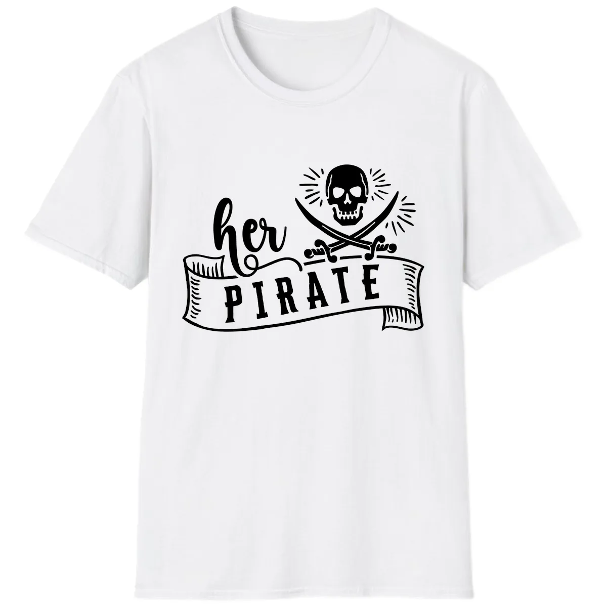 Ahoy Pirate Skull & Crossbones T-Shirt in White