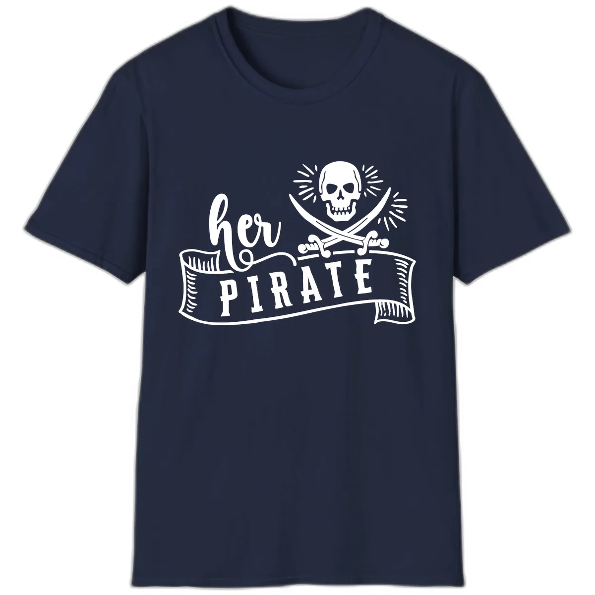 Ahoy Pirate Skull & Crossbones T-Shirt in Navy