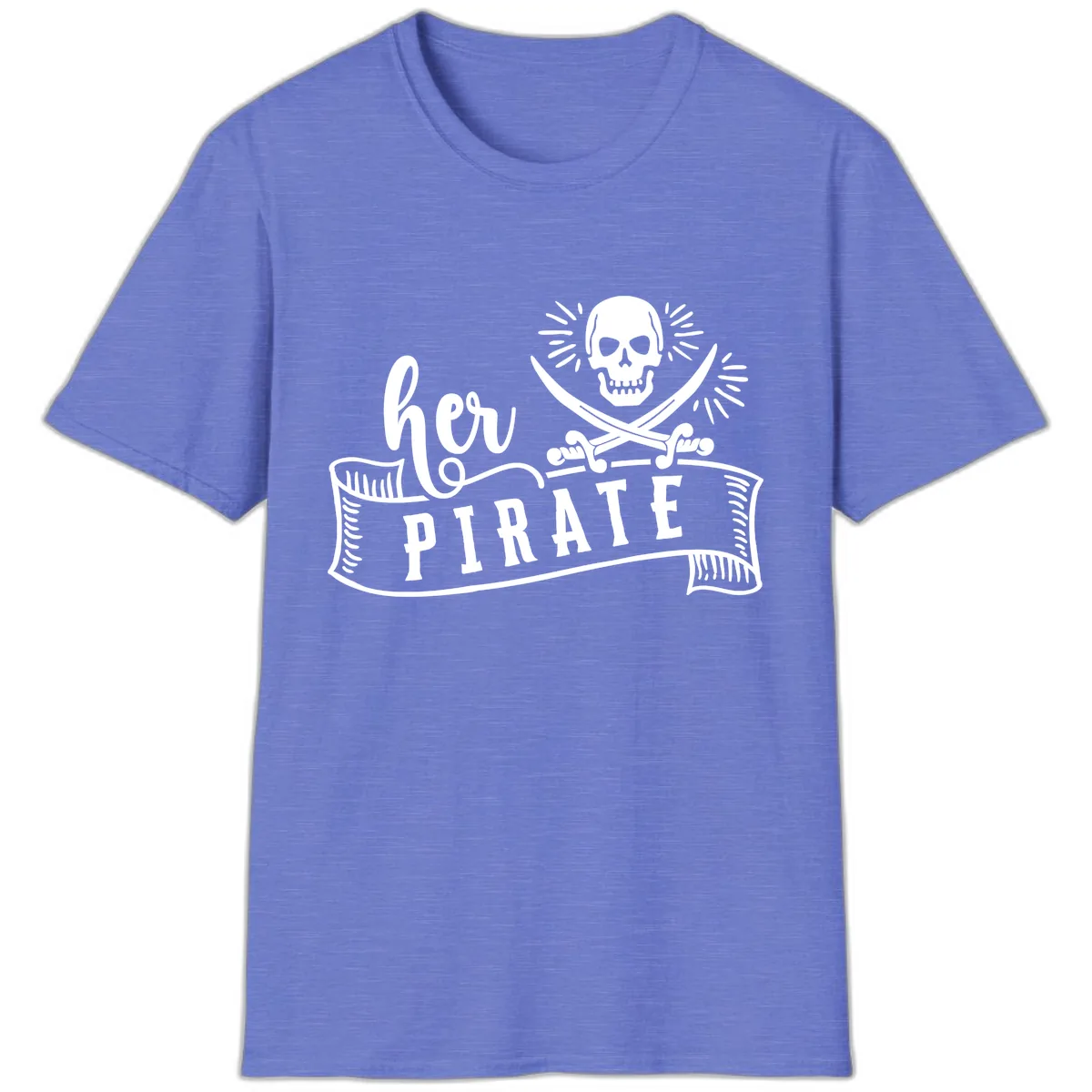Ahoy Pirate Skull & Crossbones T-Shirt in Heather Royal
