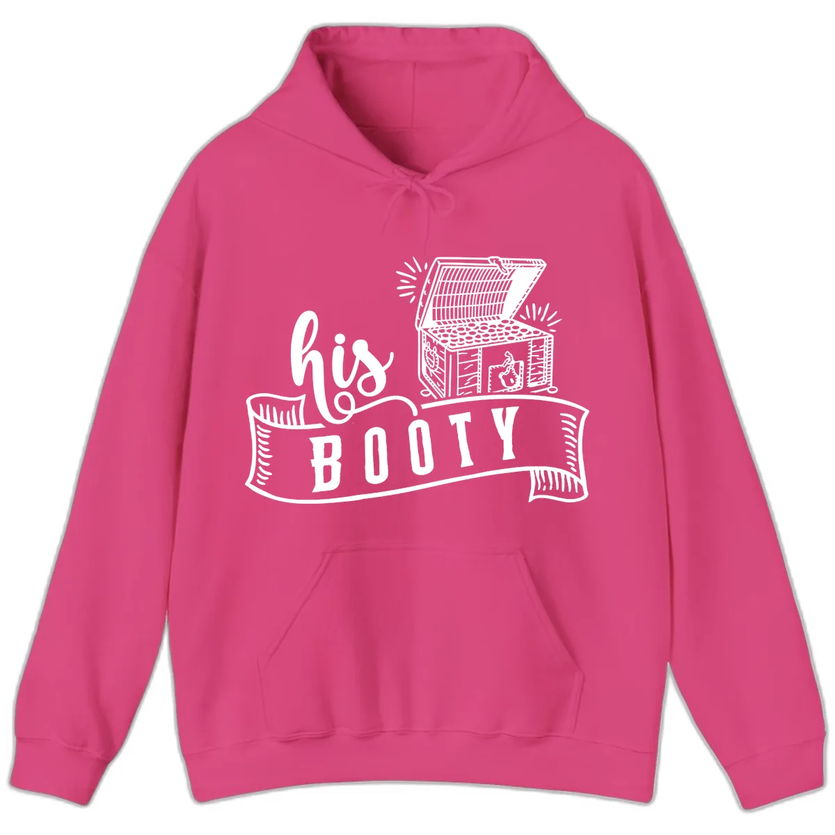 His Booty Treasure Chest Cruise Hoodie in Heliconia