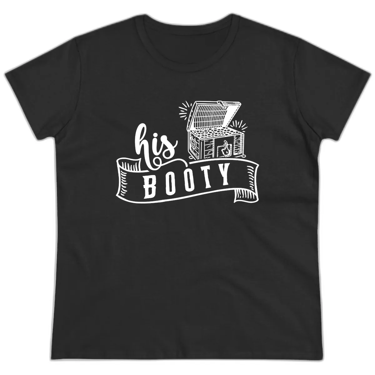 His Booty Treasure Chest Cruise Ladies Tee in Black