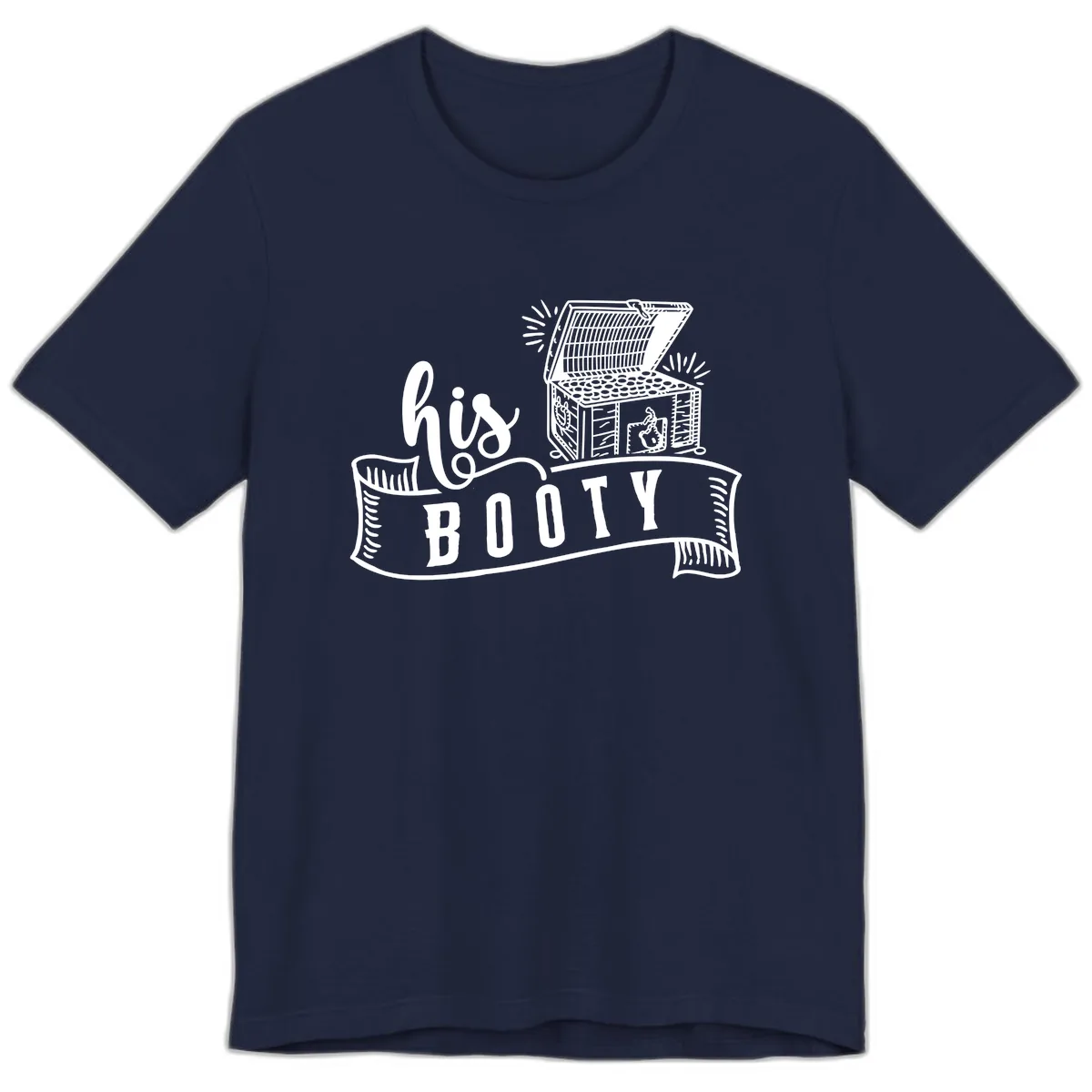 His Booty Treasure Chest Cruise Premium T-Shirt in Navy