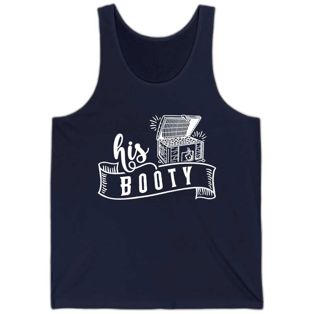 His Booty Treasure Chest Cruise Tank in Navy
