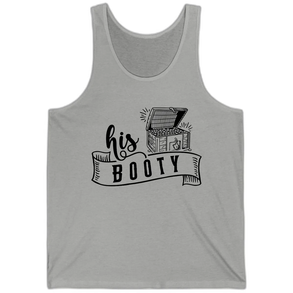 His Booty Treasure Chest Cruise Tank in Athletic Heather