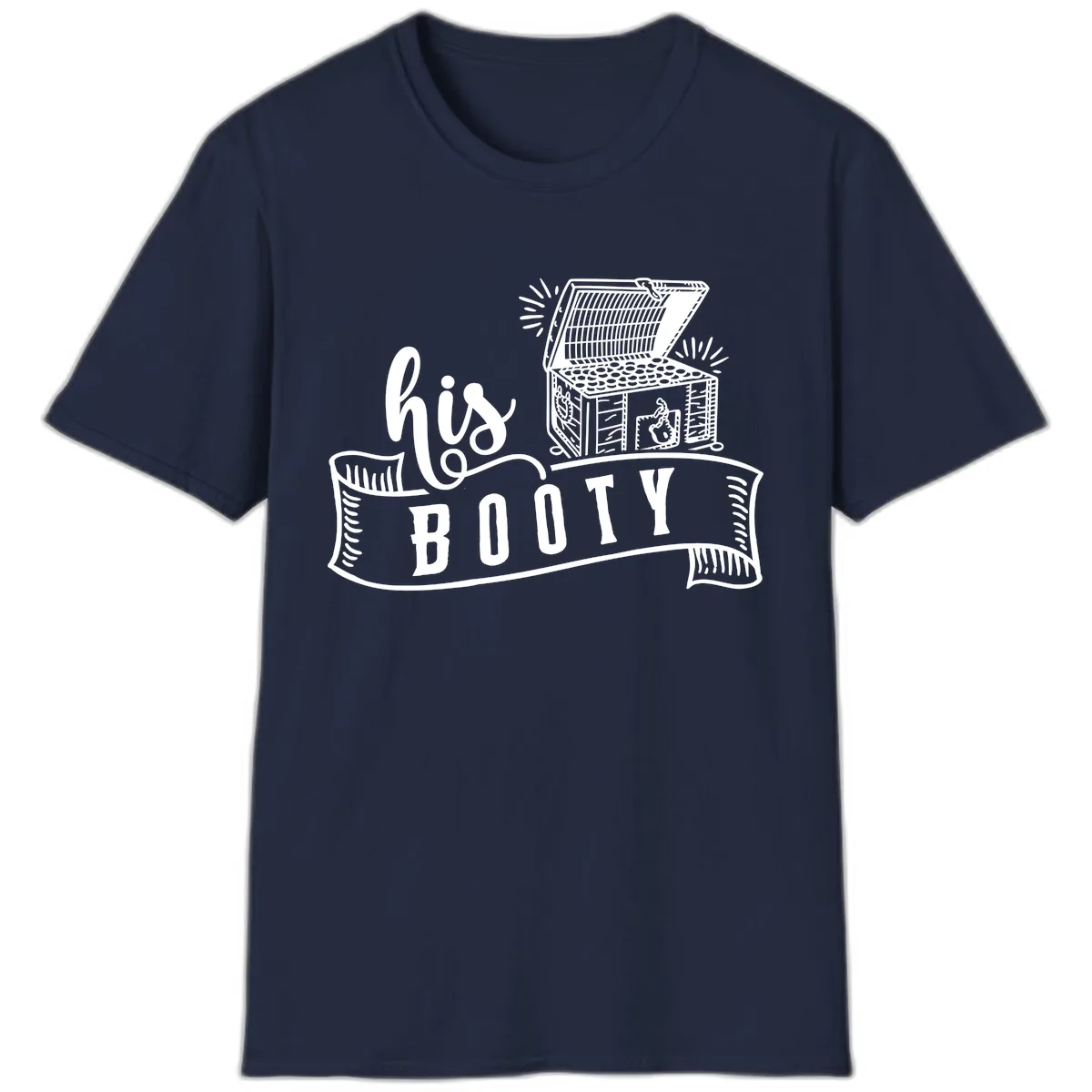 His Booty Treasure Chest Cruise T-Shirt in Navy