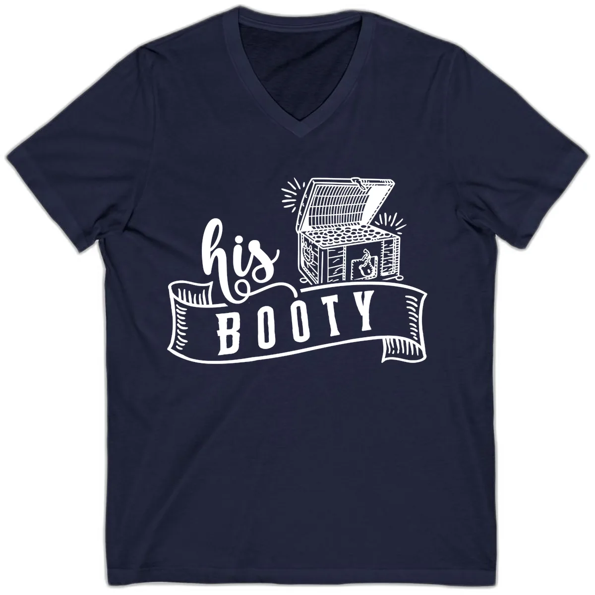 His Booty Treasure Chest Cruise V-Neck in Navy
