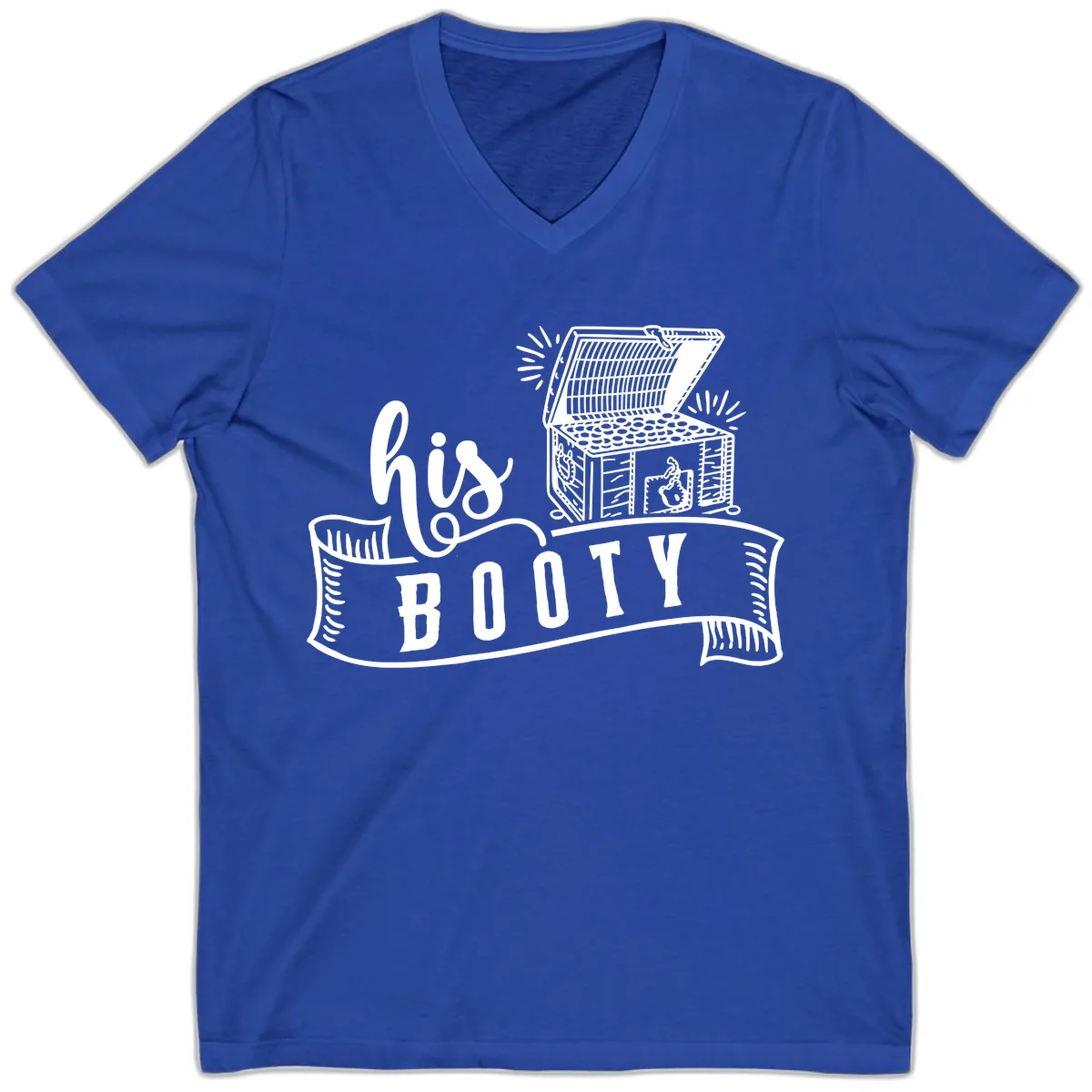 His Booty Treasure Chest Cruise V-Neck in True Royal