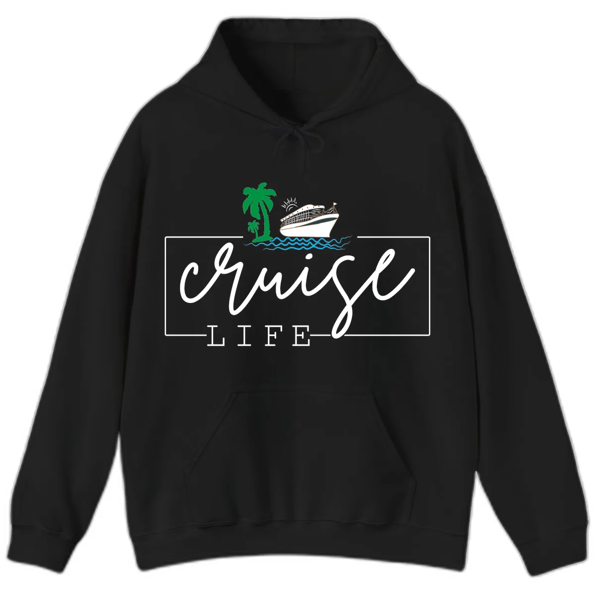 Cruising Life Tropical Getaway Hoodie in Black