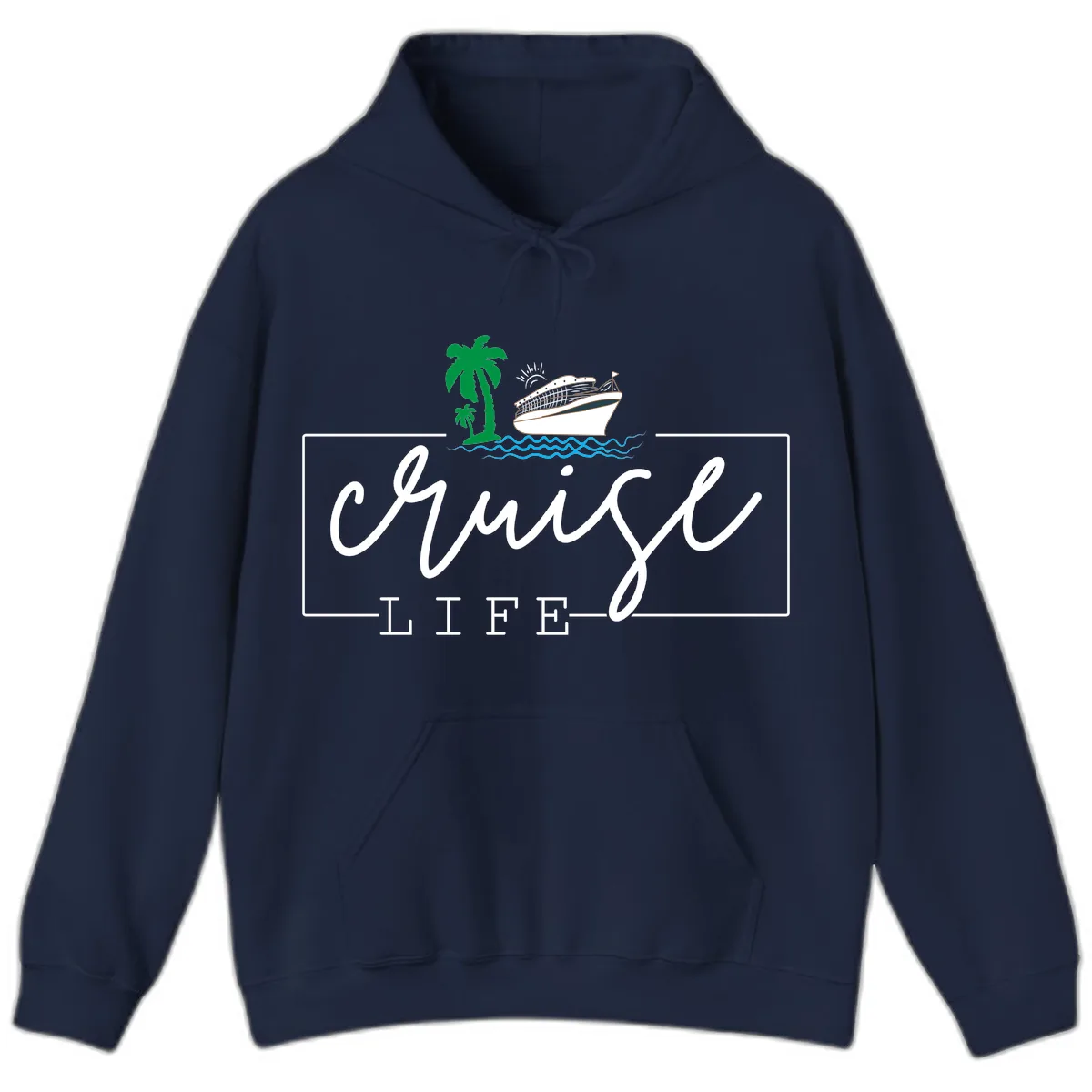 Cruising Life Tropical Getaway Hoodie in Navy