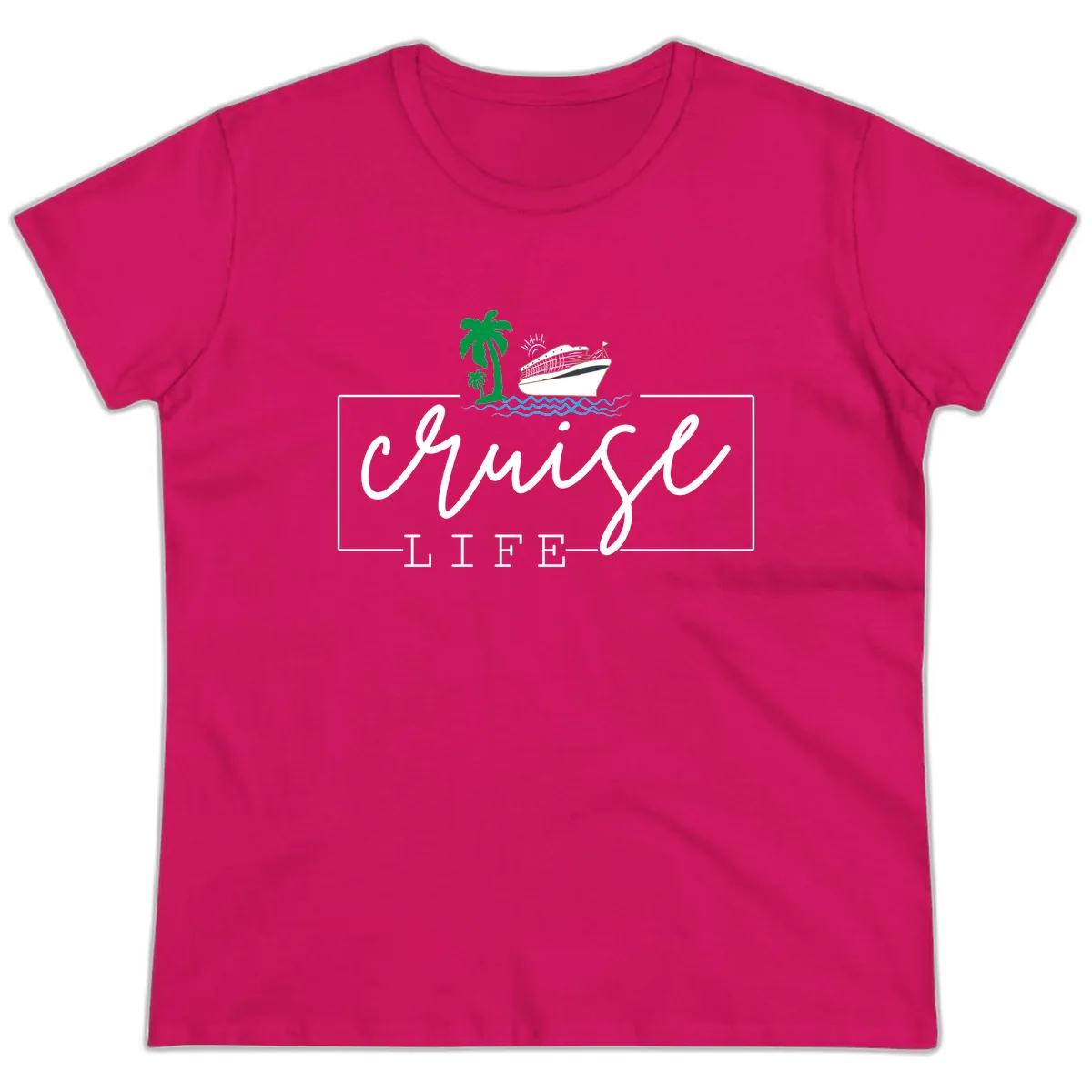 Cruising Life Tropical Getaway Ladies Tee in Heliconia