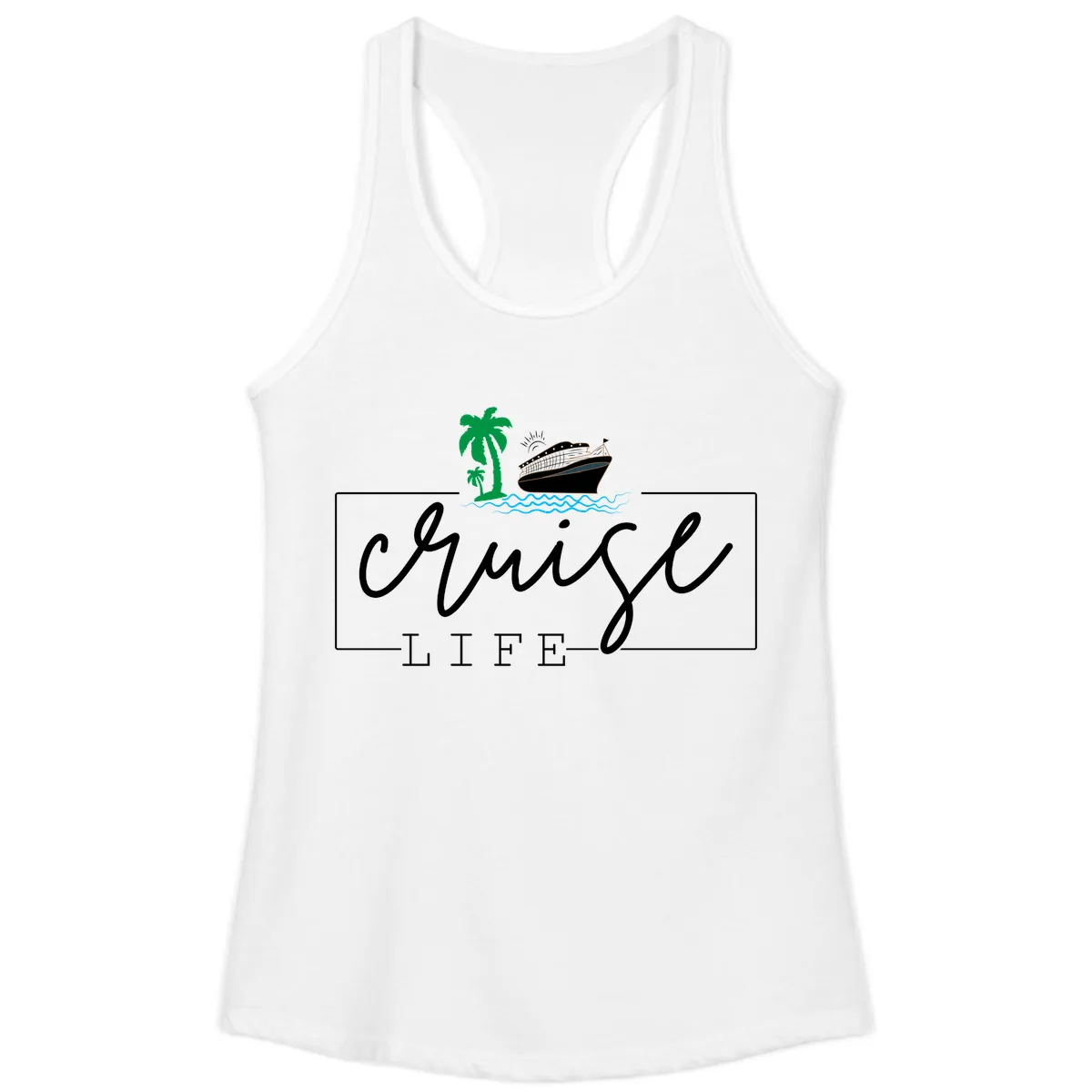 Cruising Life Tropical Getaway Ladies Tank in White