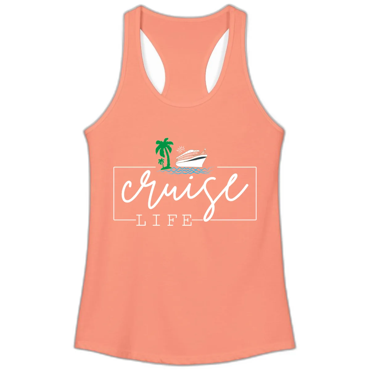 Cruising Life Tropical Getaway Ladies Tank in Solid Light Orange