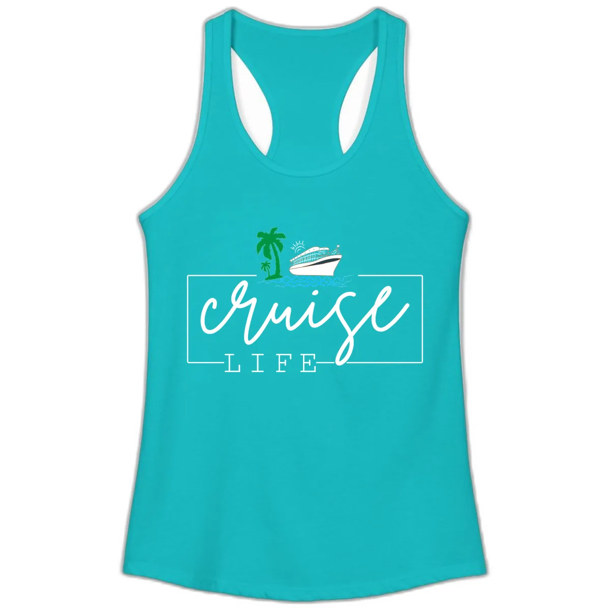 Cruising Life Tropical Getaway Ladies Tank in Tahiti Blue