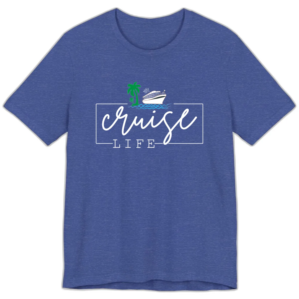 Cruising Life Tropical Getaway Premium T-Shirt in Heather True Royal
