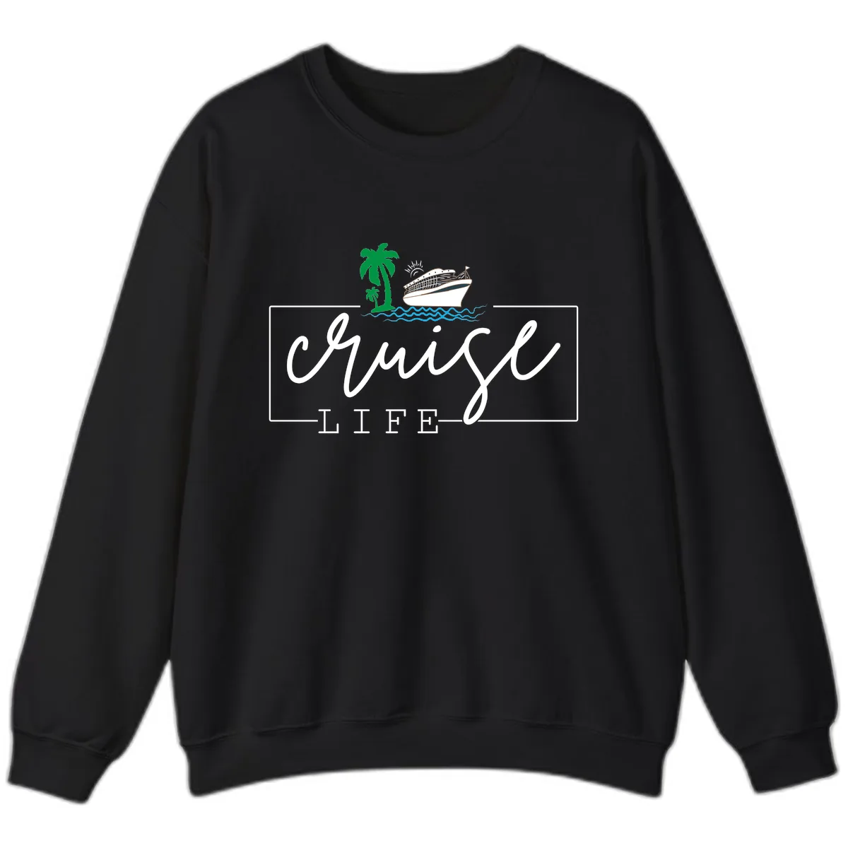 Cruising Life Tropical Getaway Sweatshirt in Black