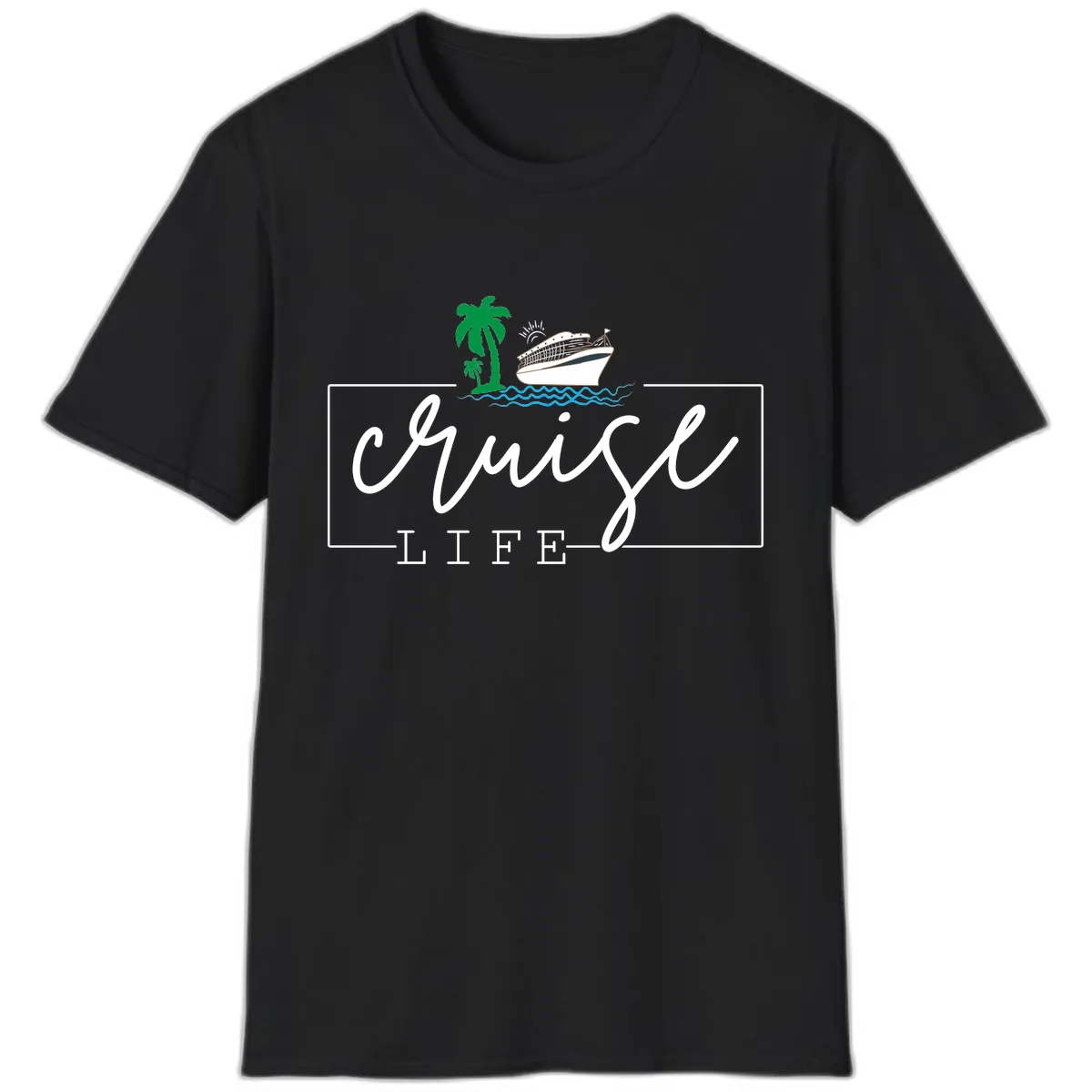 Cruising Life Tropical Getaway T-Shirt in Black