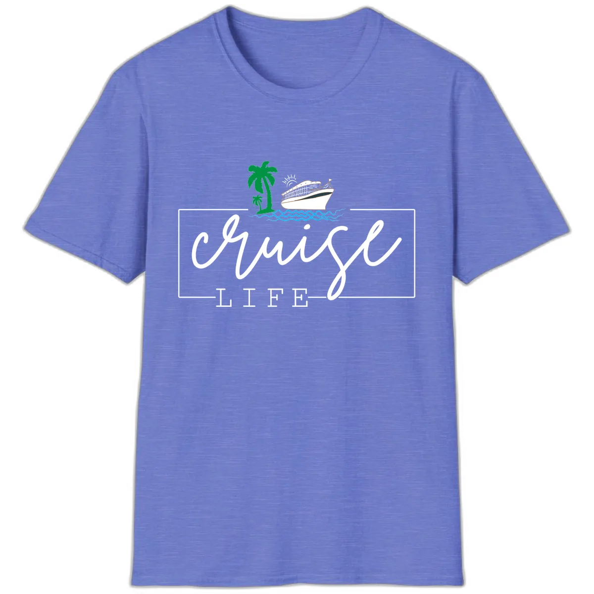 Cruising Life Tropical Getaway T-Shirt in Heather Royal