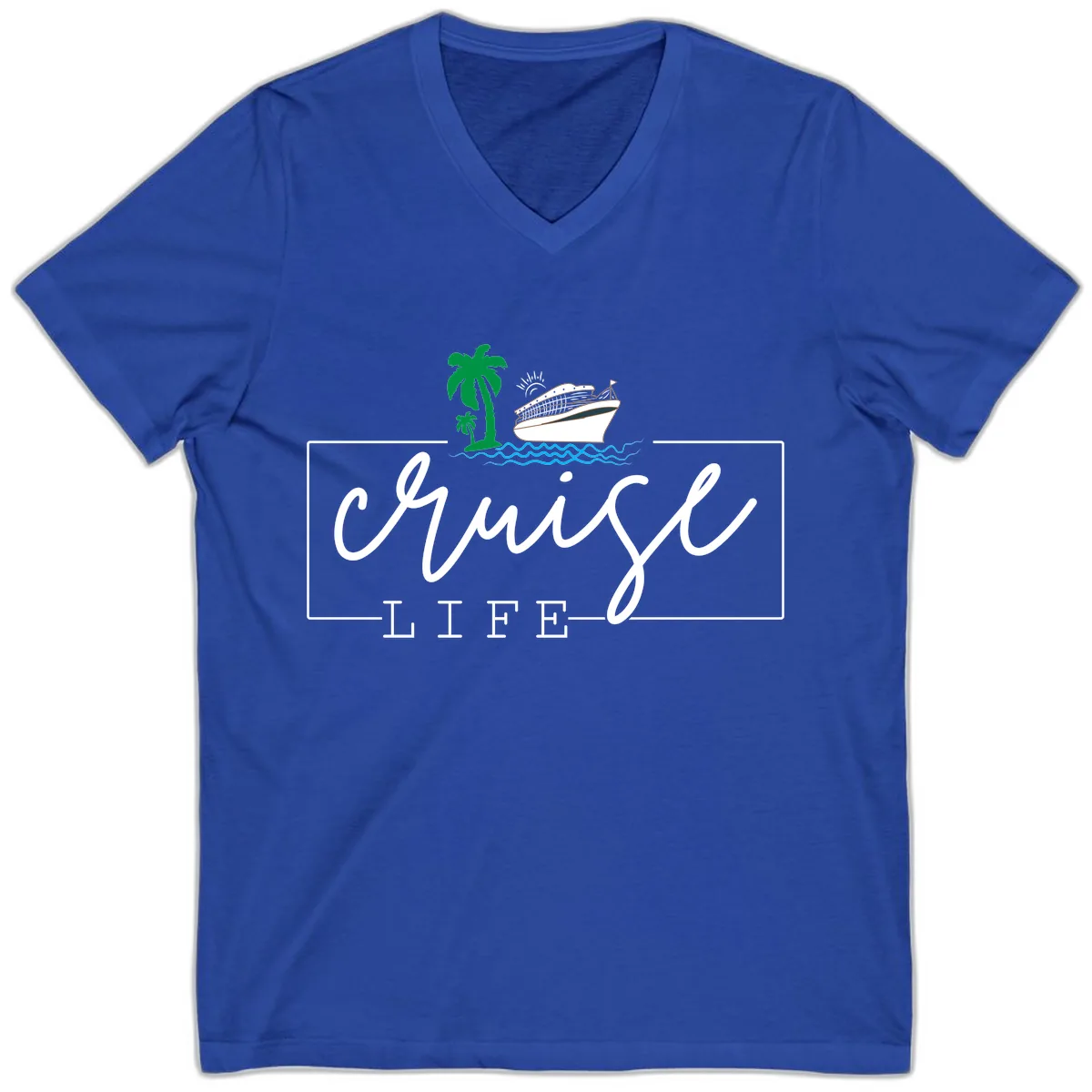 Cruising Life Tropical Getaway V-Neck in True Royal