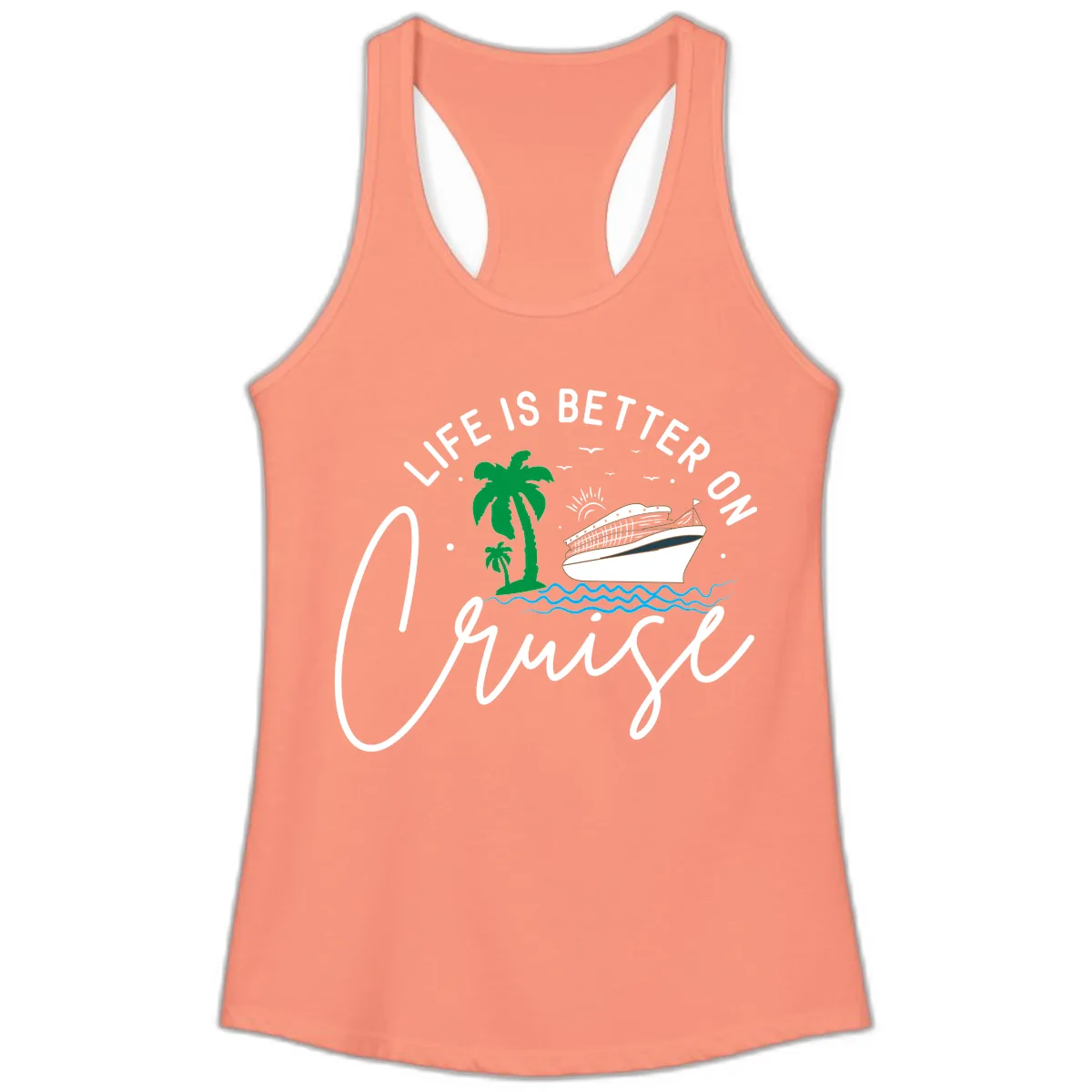 Life Is Better On Chill Ladies Tank in Solid Light Orange