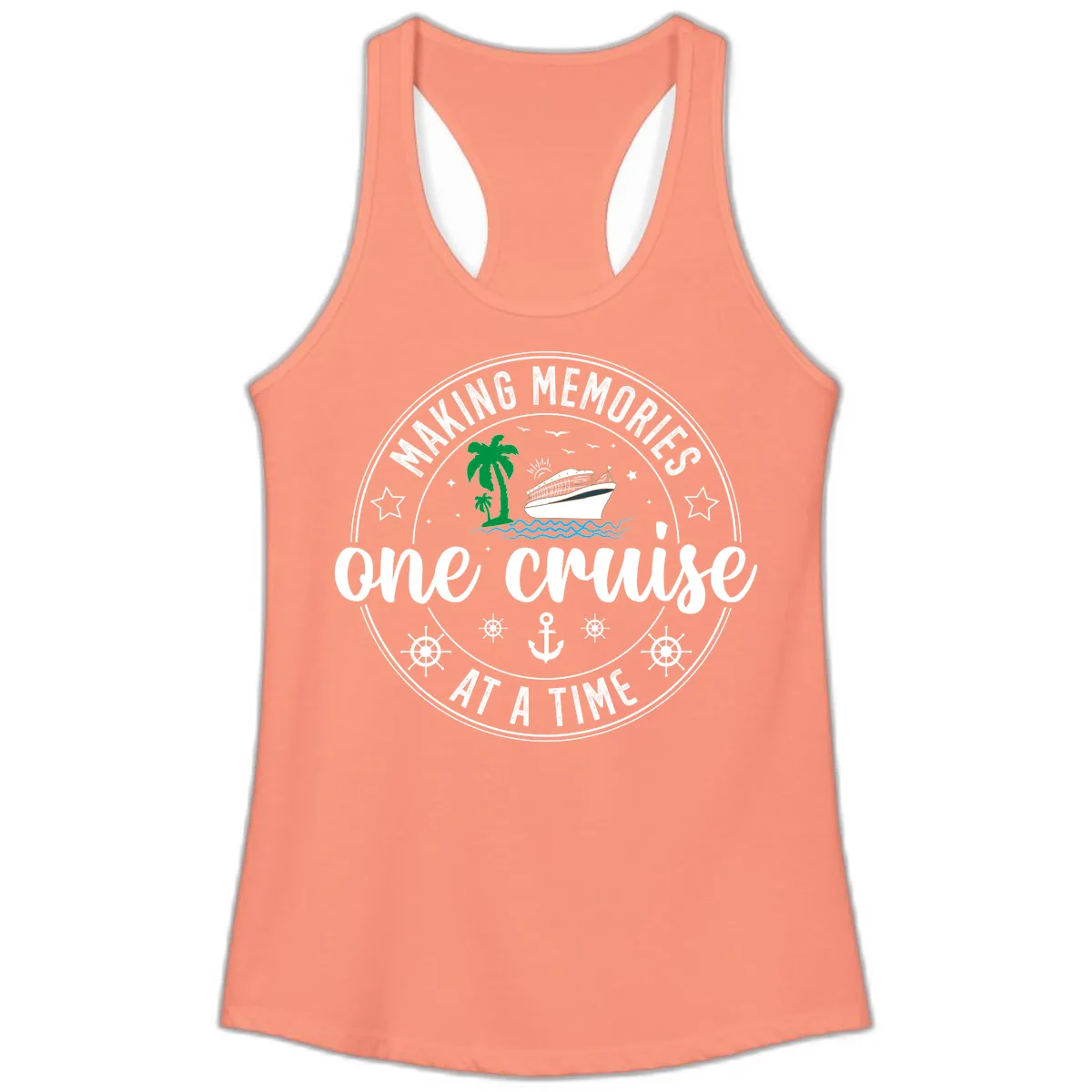 Making Memories One Cruise At A Time Ladies Tank in Solid Light Orange