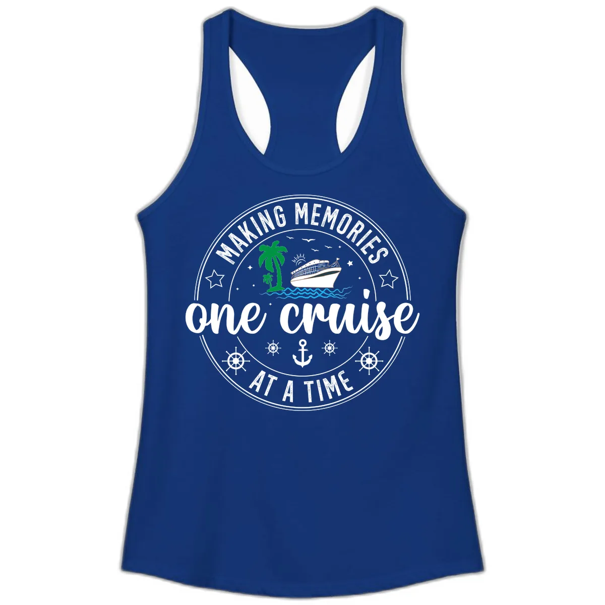 Making Memories One Cruise At A Time Ladies Tank in Solid Royal