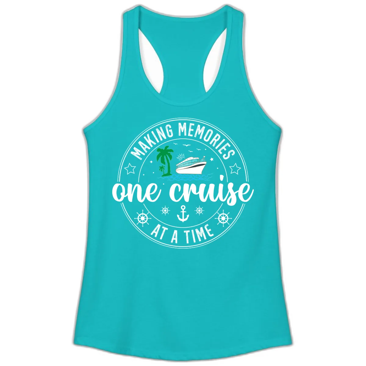 Making Memories One Cruise At A Time Ladies Tank in Tahiti Blue
