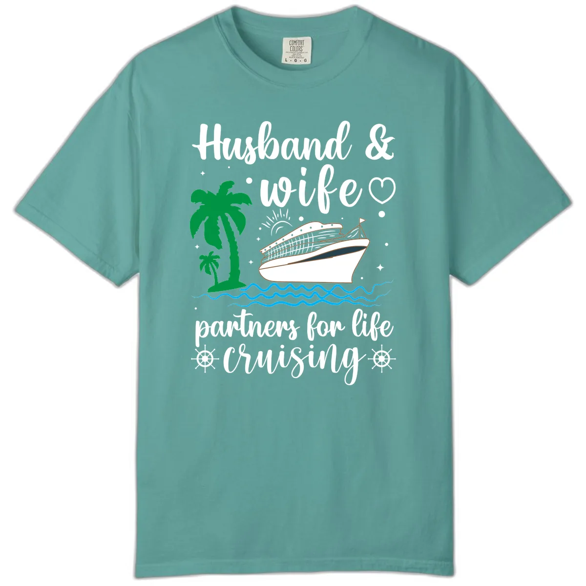 Husband & Wife Partners For Life Cruising Comfort Color in Seafoam
