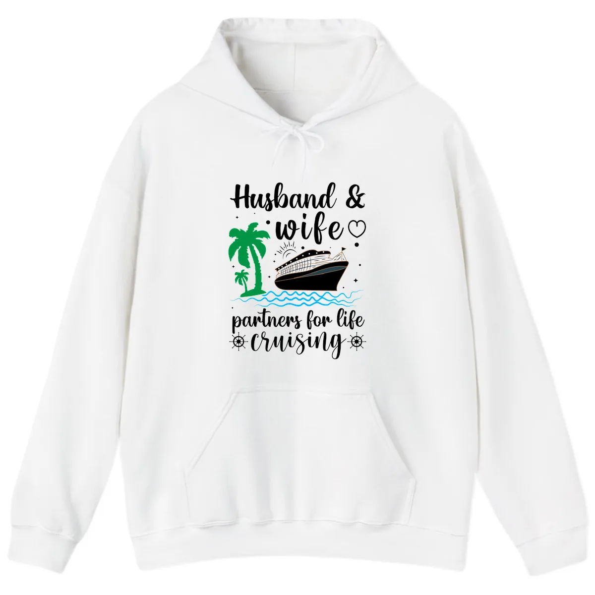 Husband & Wife Partners For Life Cruising Hoodie in White