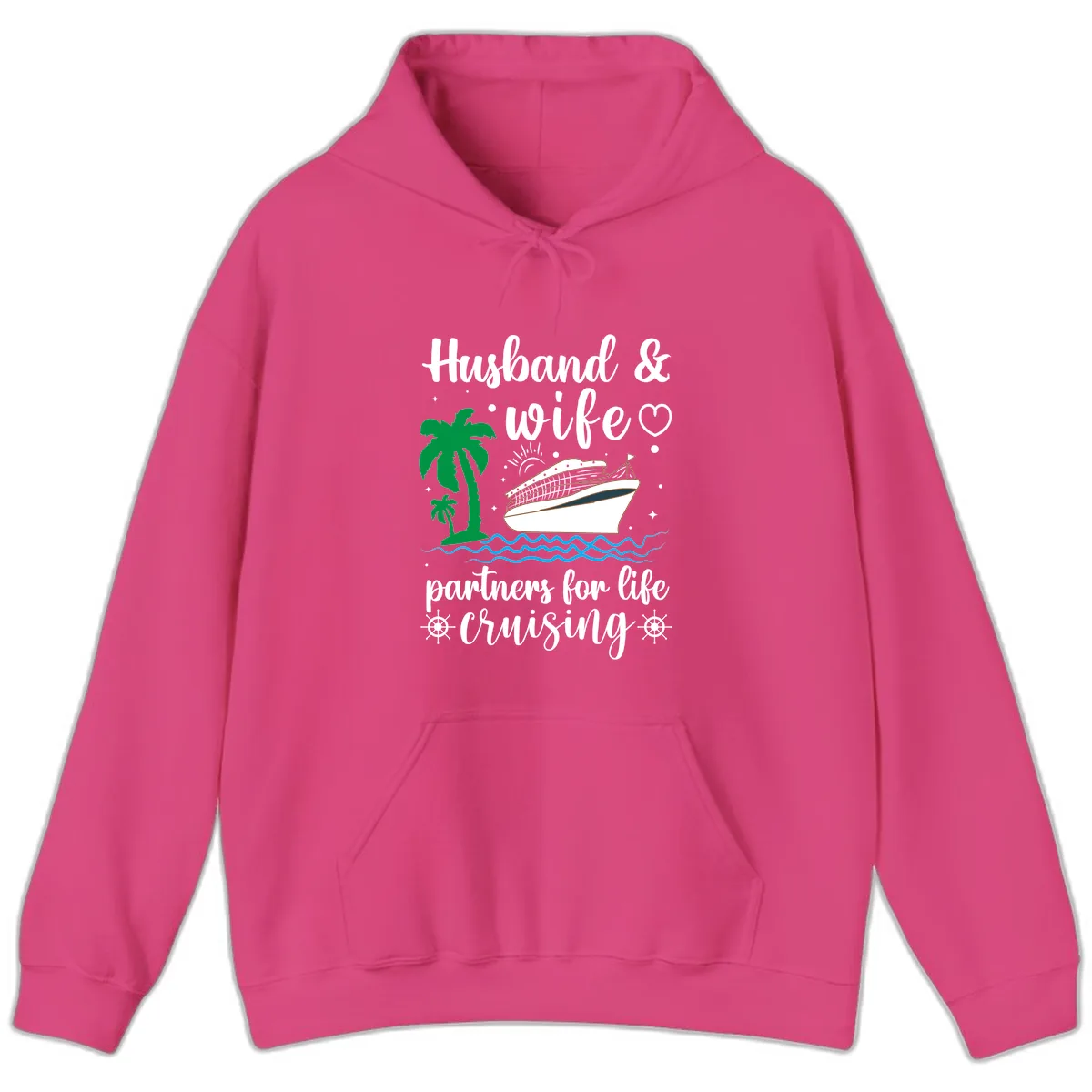 Husband & Wife Partners For Life Cruising Hoodie in Heliconia