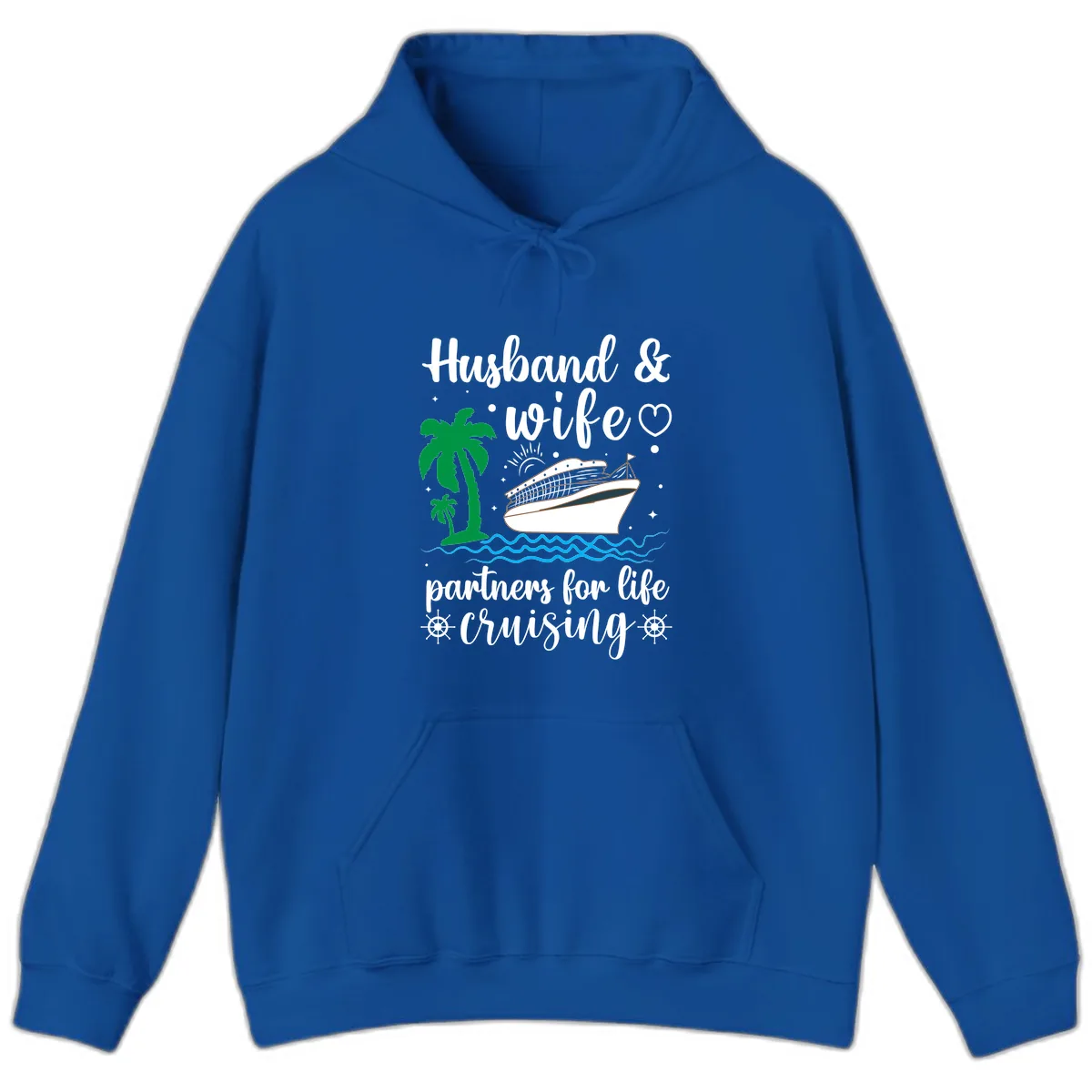 Husband & Wife Partners For Life Cruising Hoodie in Royal