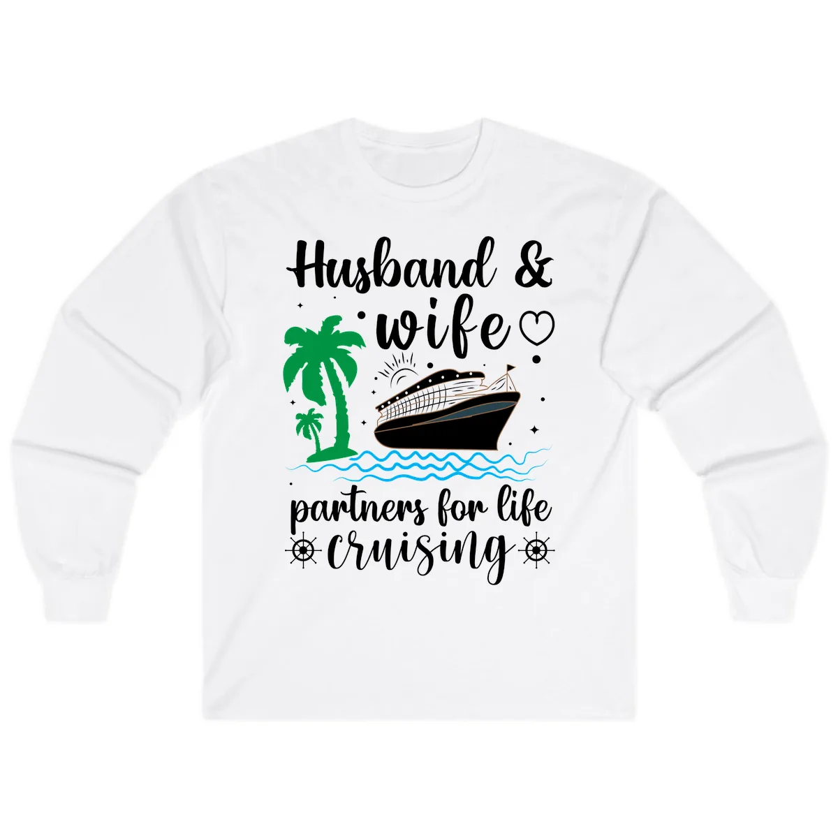 Husband & Wife Partners For Life Cruising Long Sleeve in White