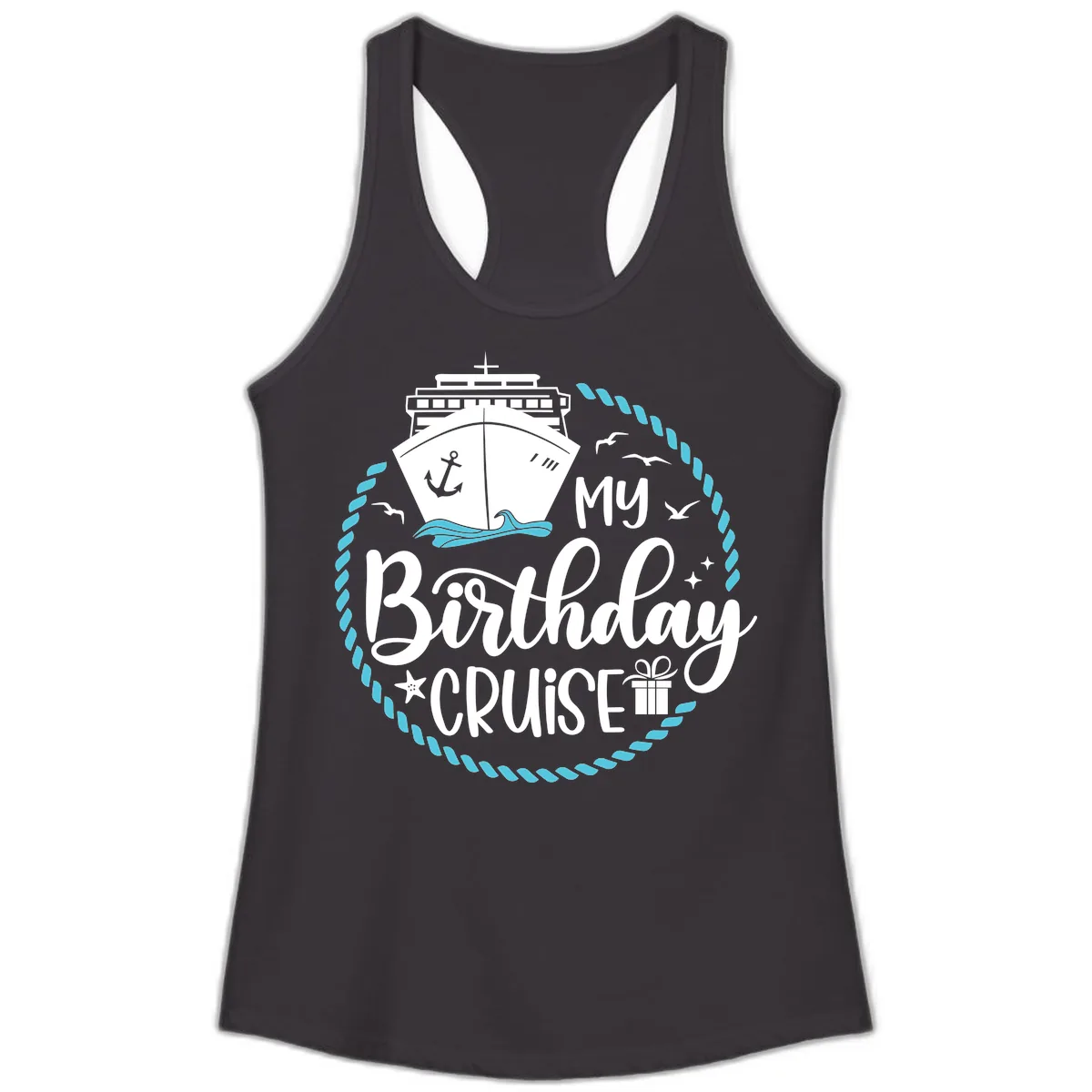 My Birthday Cruise Ladies Tank in Black