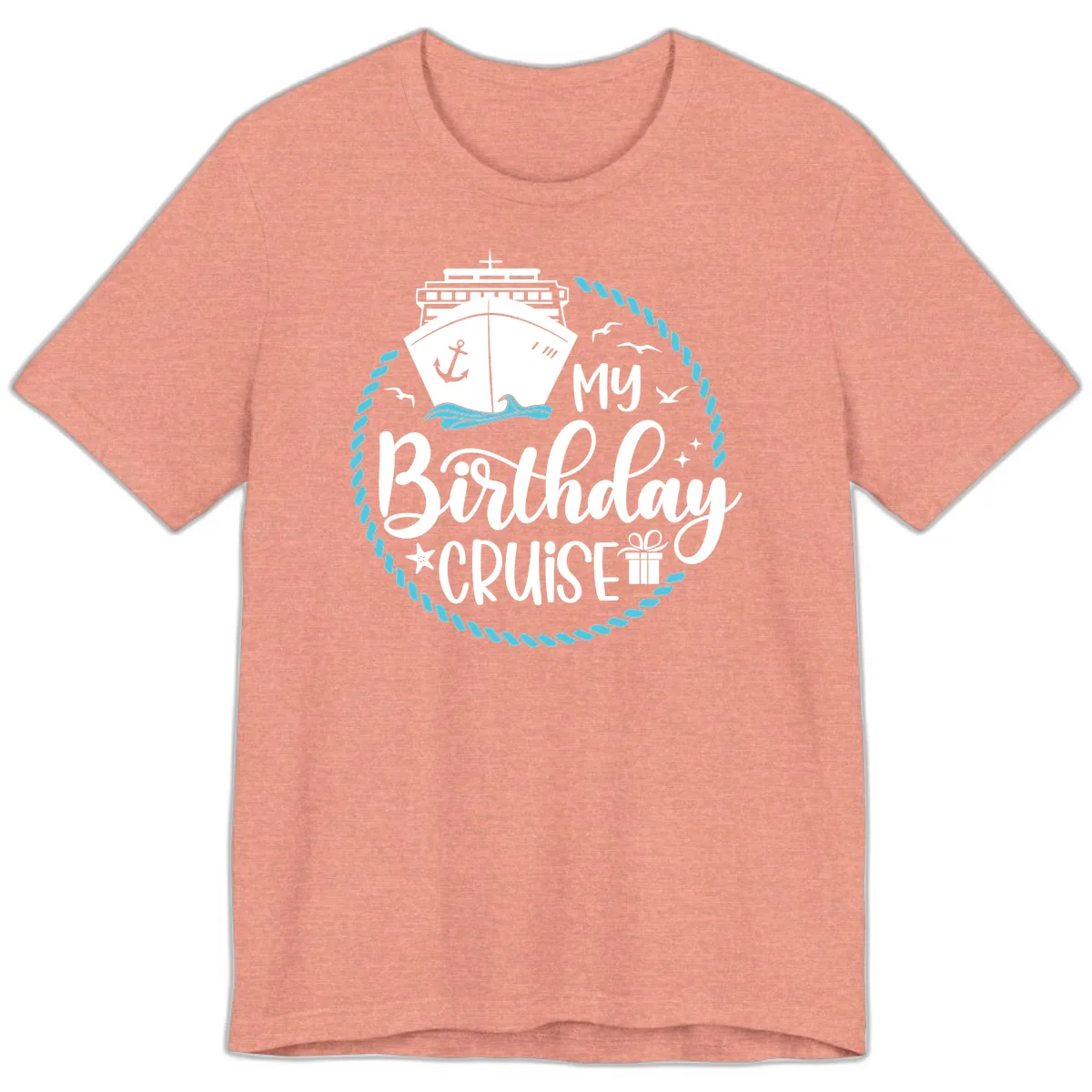 My Birthday Cruise Premium T-Shirt in Heather Sunset
