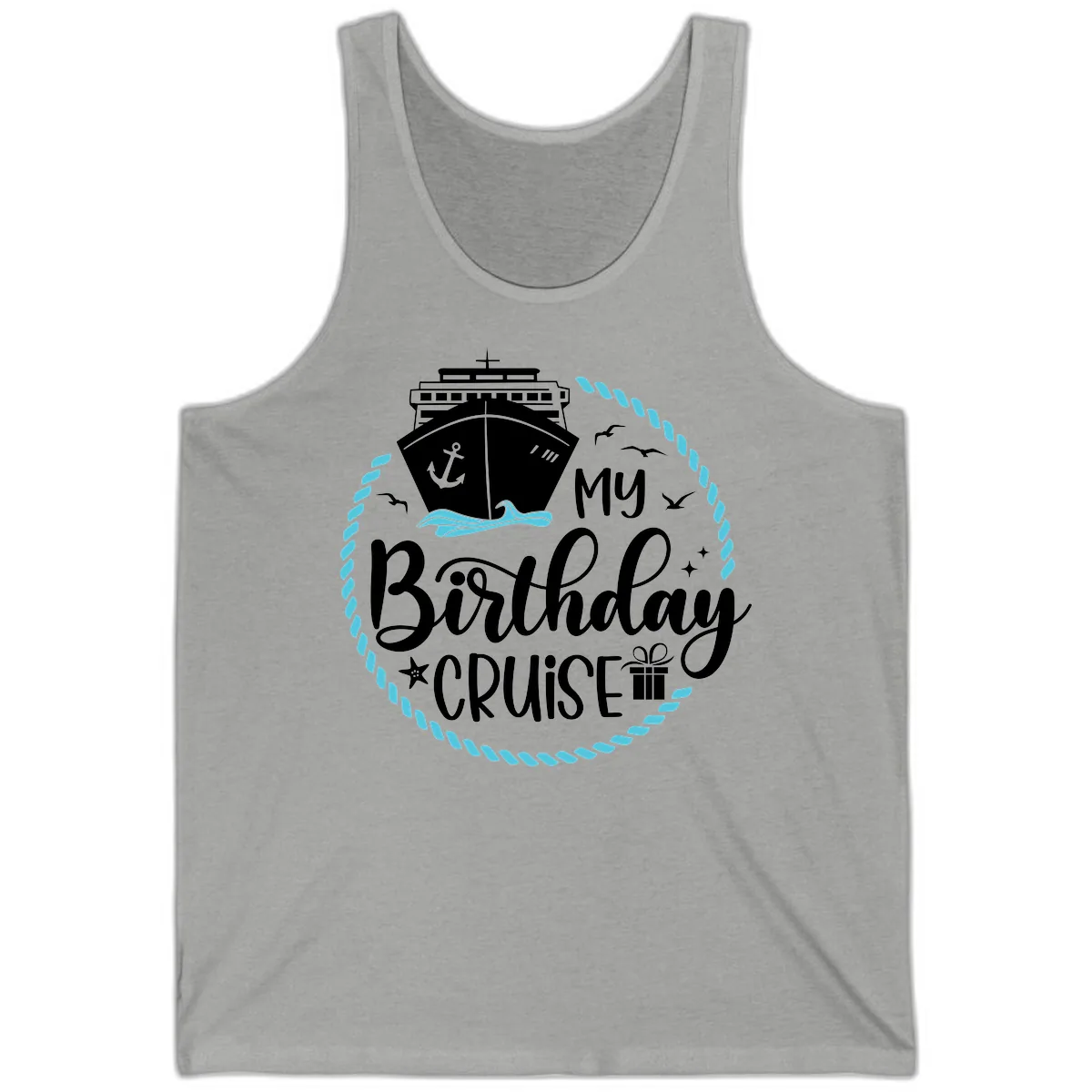 My Birthday Cruise Tank in Athletic Heather