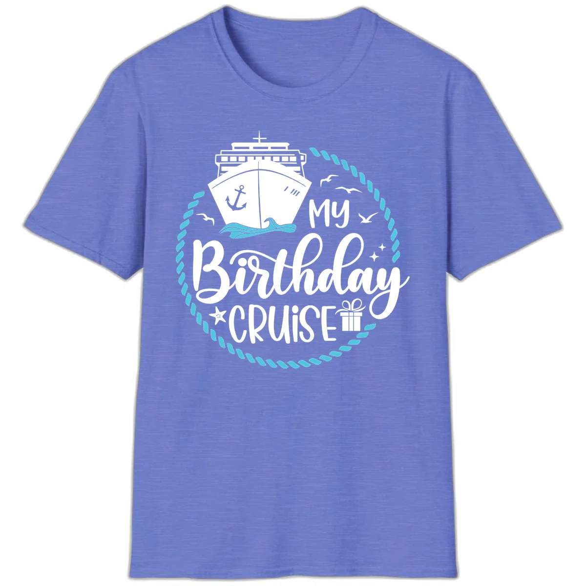 My Birthday Cruise T-Shirt in Heather Royal