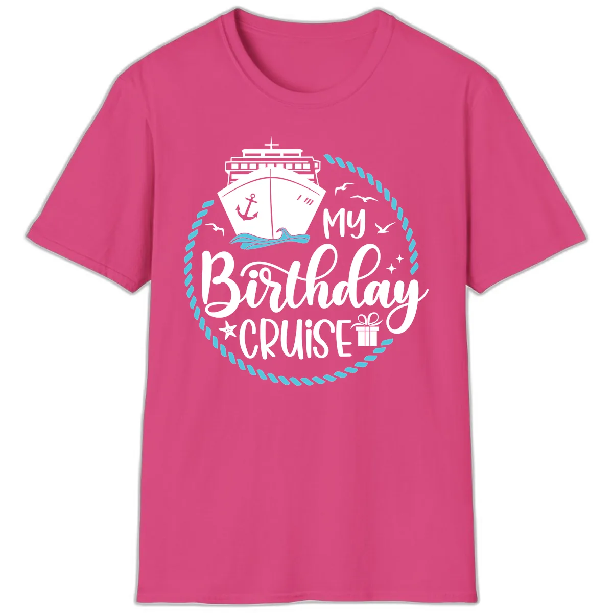 My Birthday Cruise T-Shirt in Heliconia