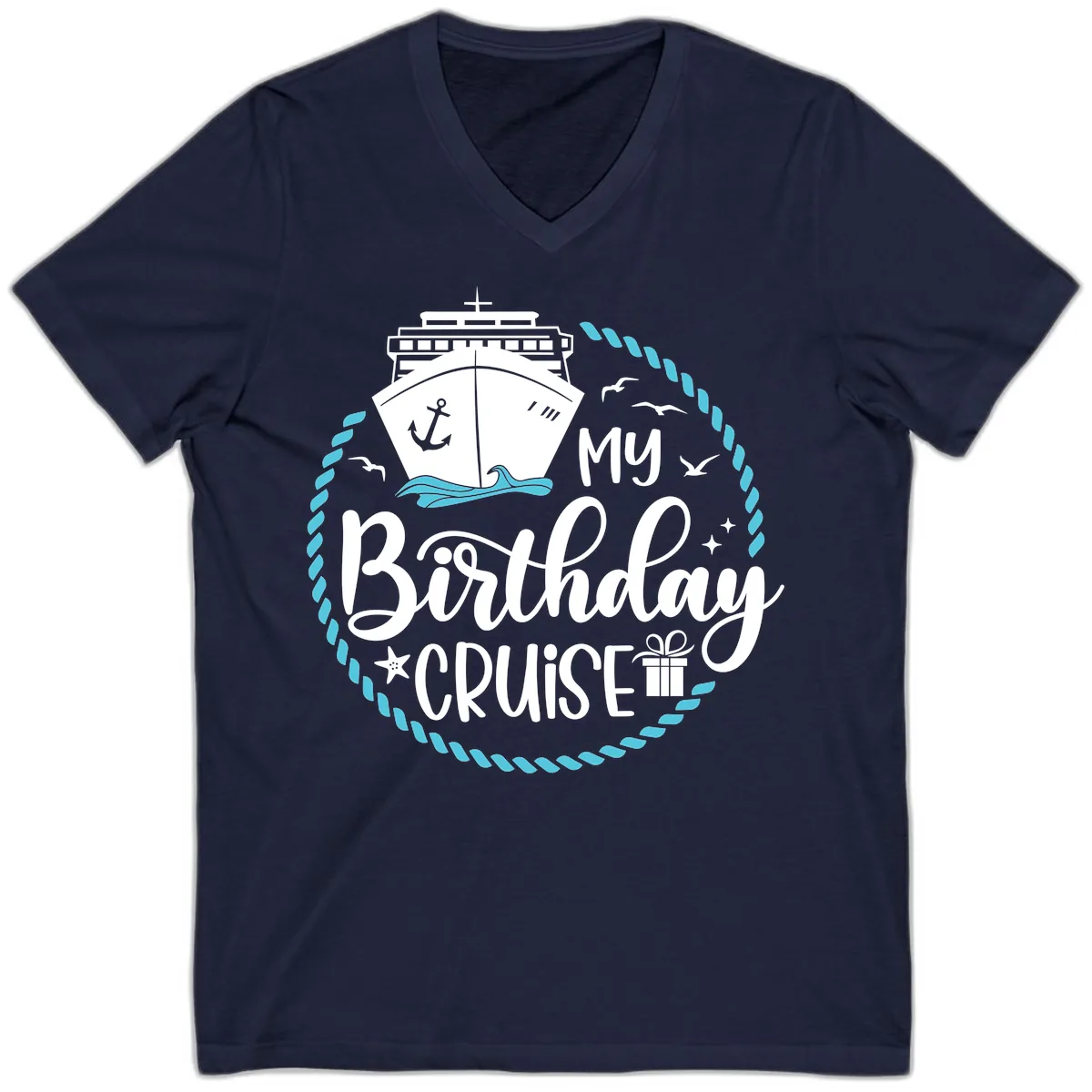 My Birthday Cruise V-Neck in Navy